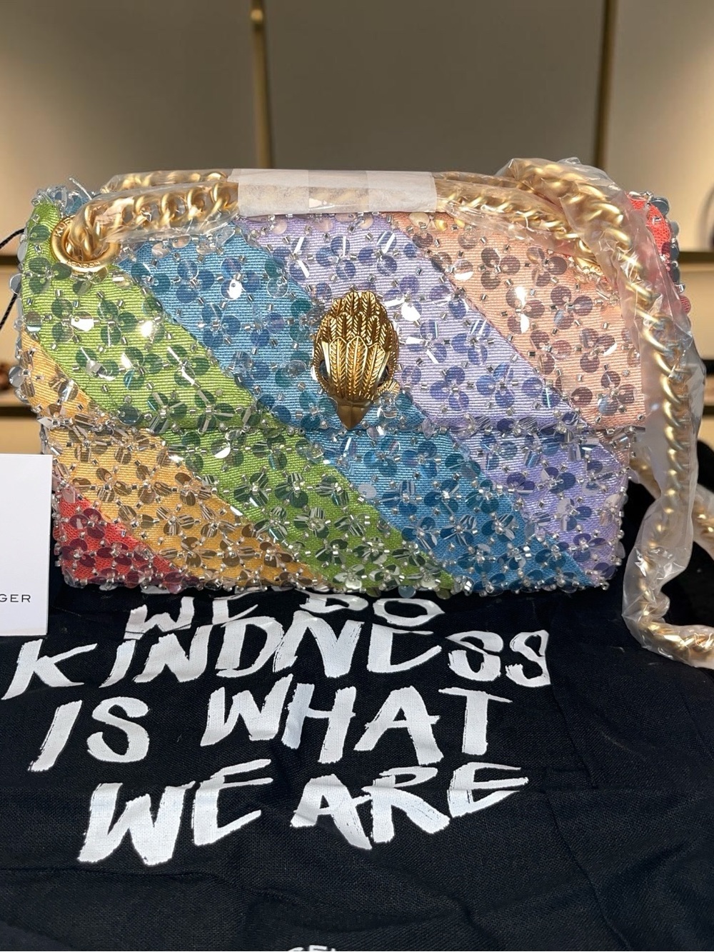 Kurt Geiger NWT! Mini Kensington Rainbow Crystal Crossbody Bag